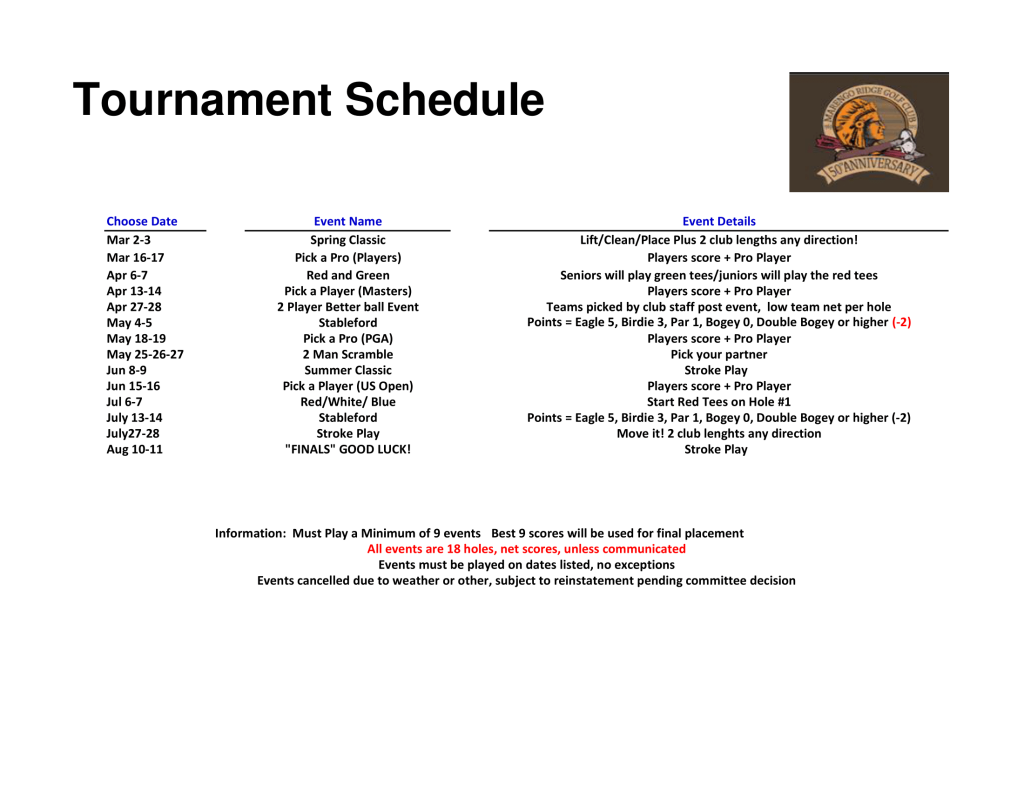 Witek Cup Season Long Event Series Marengo Ridge Golf Club